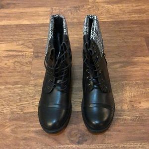 Charlotte Russe Plaid Finish Combat Boot